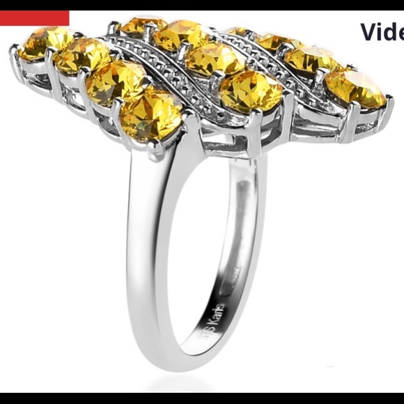KARIS Light Color Topaz Crystal Elongated Ring in Platinum Bond - Picture 4 of 8